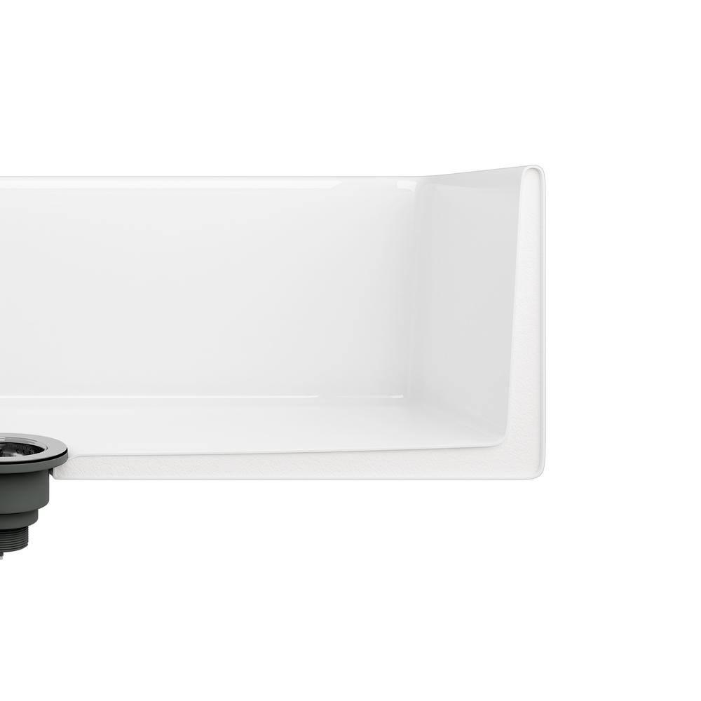 Denbigh 36'' W Farmhouse / Apron Single Bowl White Fireclay Kitchen Sink with Accessories