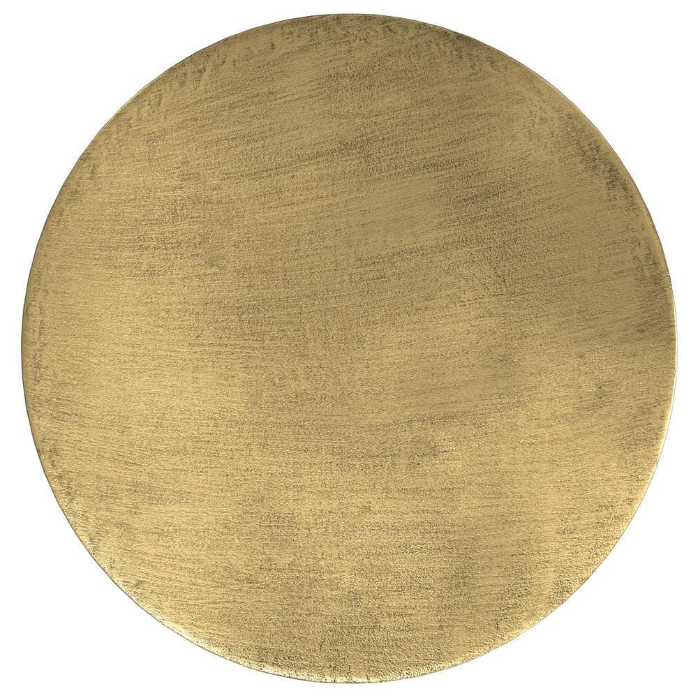 Simpli Home Johnsen 30"W Metal Boho Modern Round Coffee Table with Textured Detail, Assembled