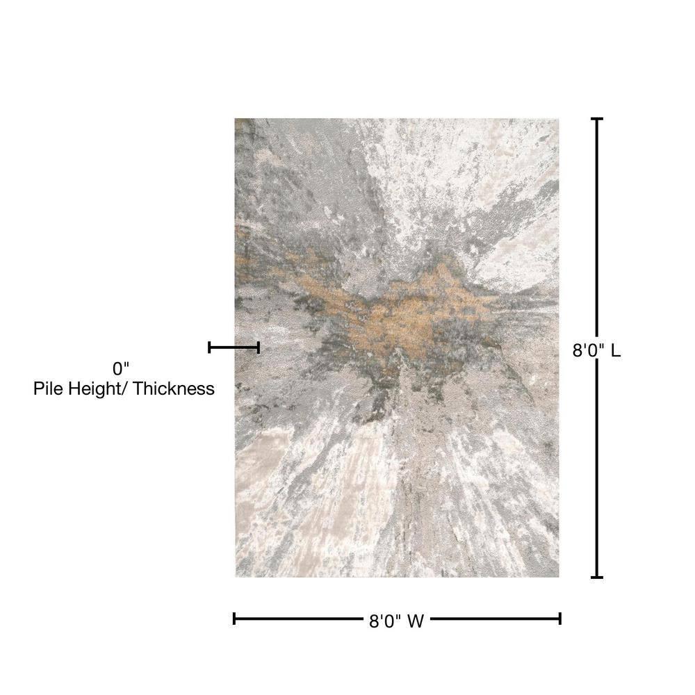 Nuloom Cyn Abstract 8 Square Indoor Area Rug for Living Room Bedroom Dining Room Kitchen, Silver/Ivory