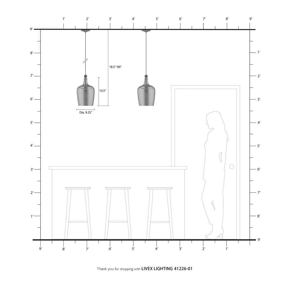 Livex Lighting Art Glass 1 - Light Pendant in  Antique Brass