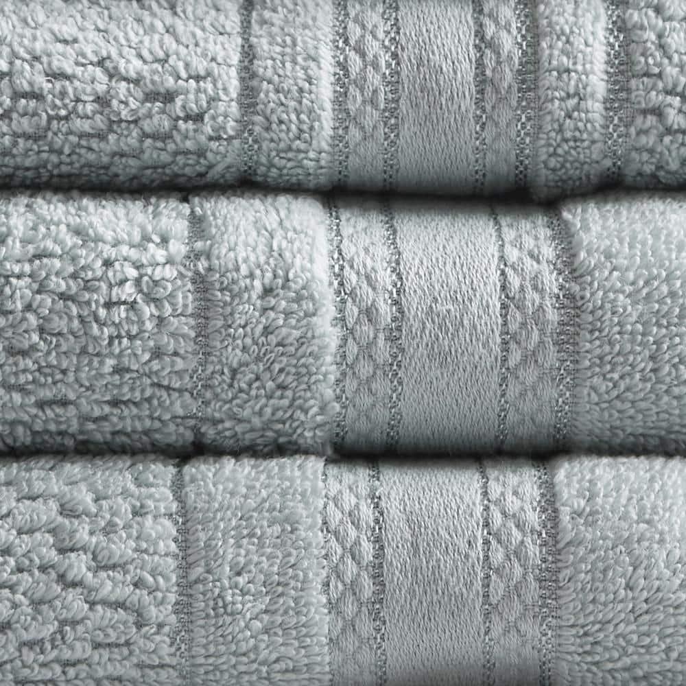 6pc Roman Super Soft Cotton Bath Towel Set Silver: Madison Park, Lightweight Terry, OEKO-TEX Certified