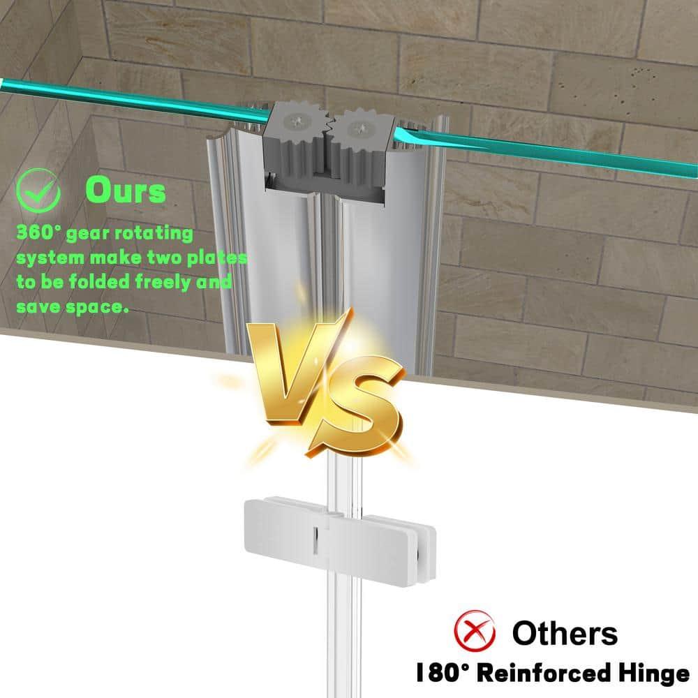 72 in. Chrome Semi-Frameless Bifold Shower Door with Tempered Glass