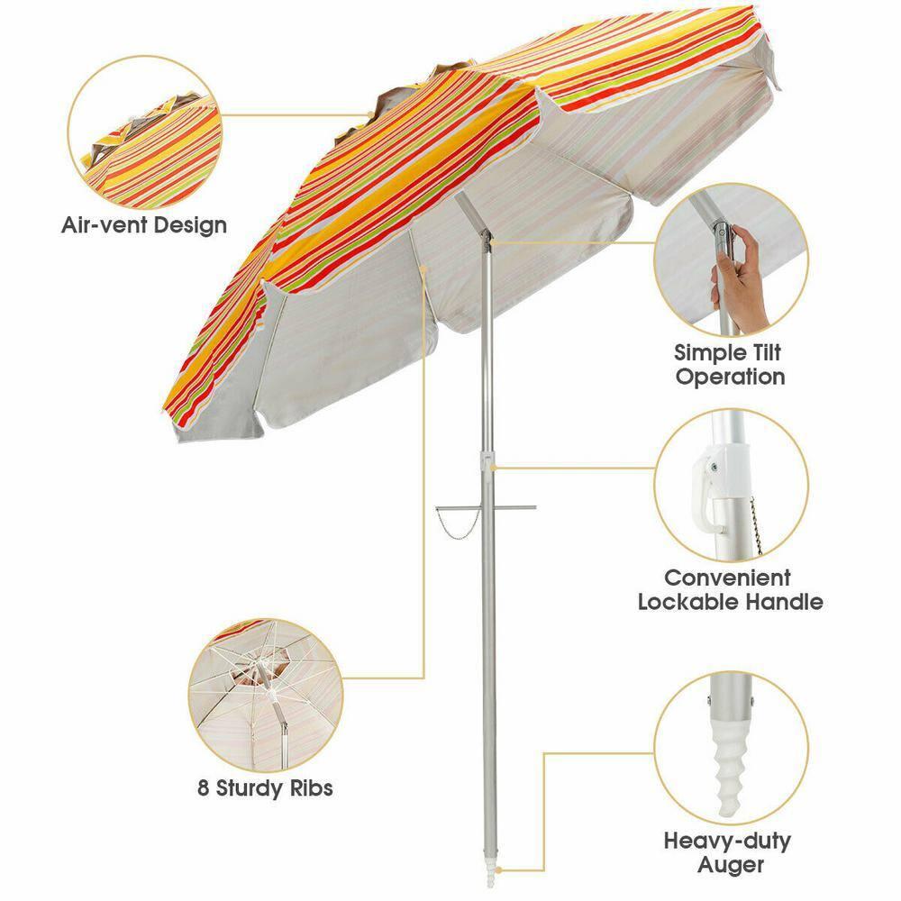 Topcobe 6.5 Feet Patio Beach Umbrella with Waterproof Polyester Fabric, Sunbrella Umbrella Outdoor Patio, Orange