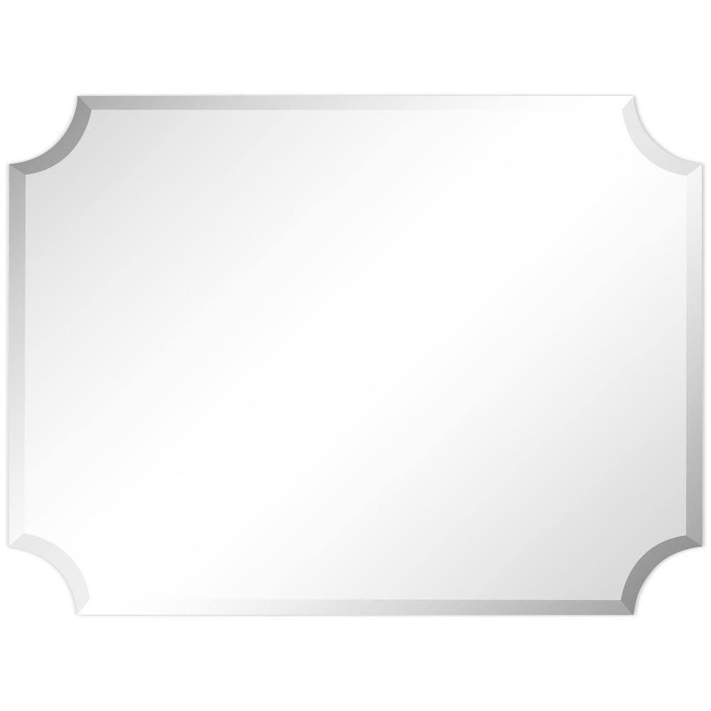Empire Art Direct Frameless Rectangle Scalloped Beveled Wall Mirror - Clear 30 in. x 0.39 in. x 40 in.