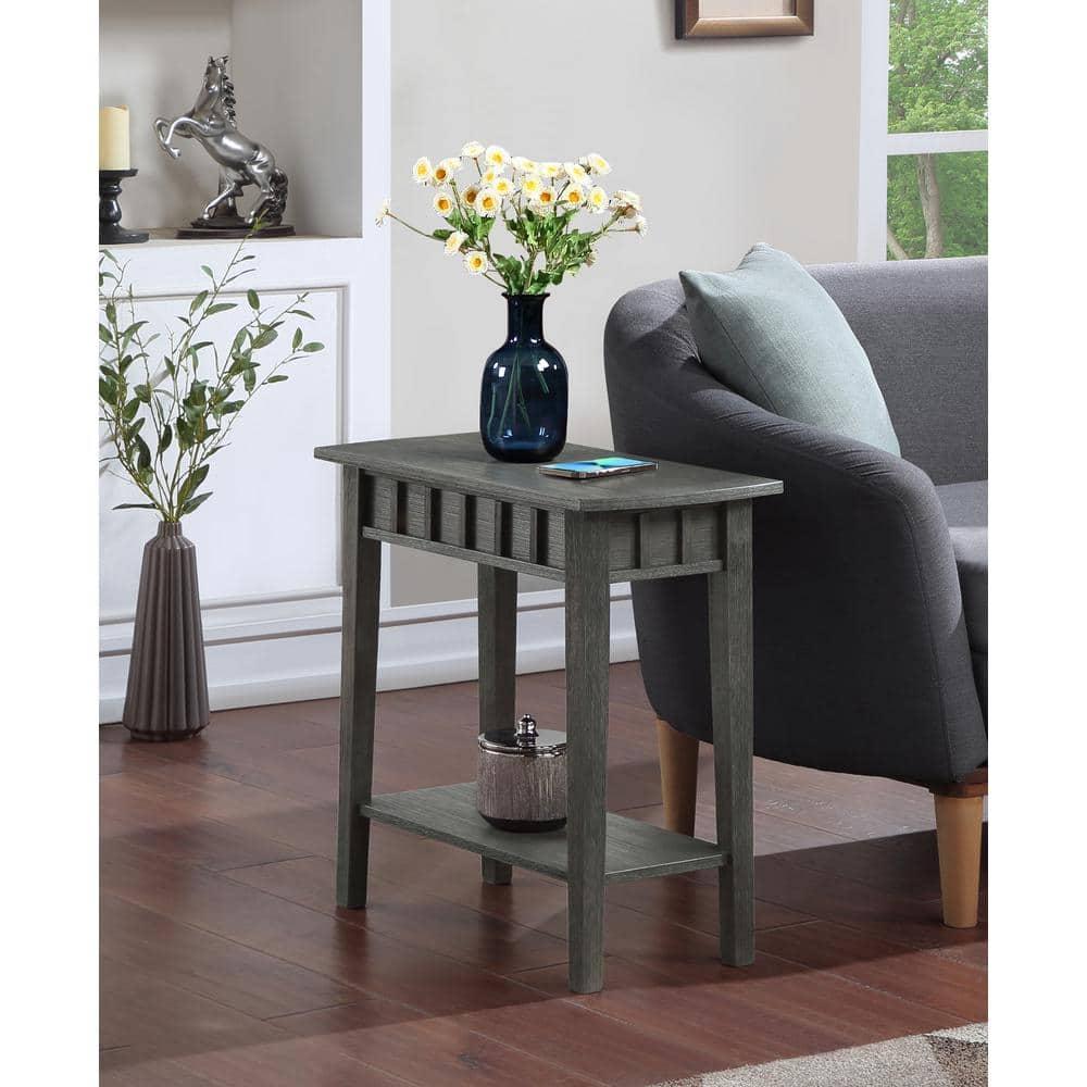 Dennis End Table with Shelf Wirebrush Dark Gray