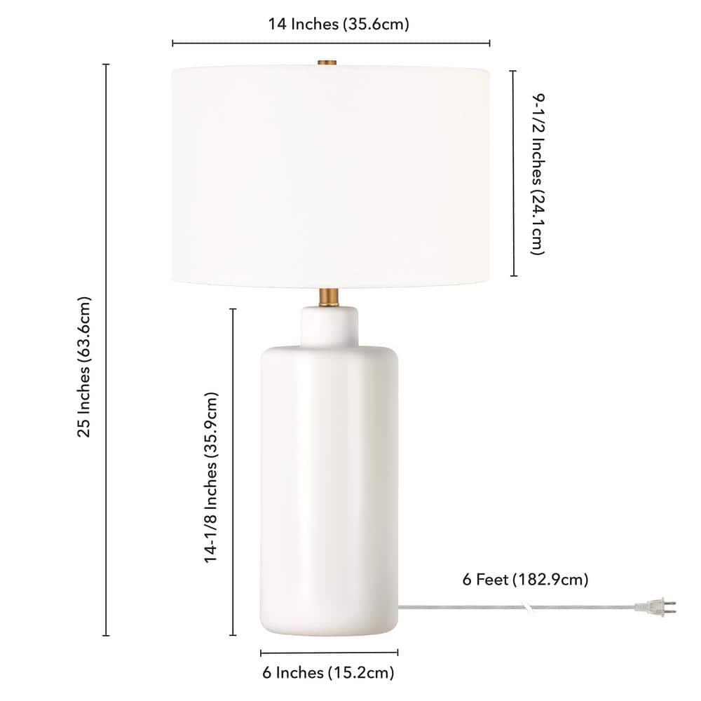 Evelyn&Zoe 25" Contemporary Ceramic Table Lamp with White Drum Linen Shade