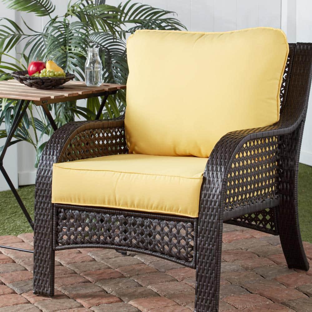 Greendale Home Fashions 2-Piece Solid Sunbeam 24"W Premium Deep Seat Cushion Set