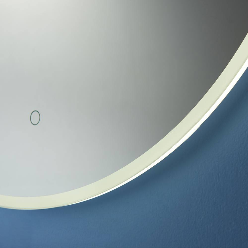 Century 32 in. W x 32 in. H Frameless Round LED Light Bathroom Vanity Mirror in Silver Finish