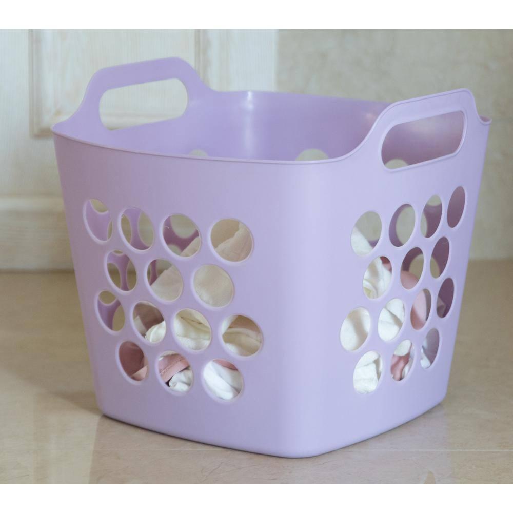 Rebrilliant Flexible Plastic Carry Laundry Basket Holder Square Storage Hamper with Side Handles