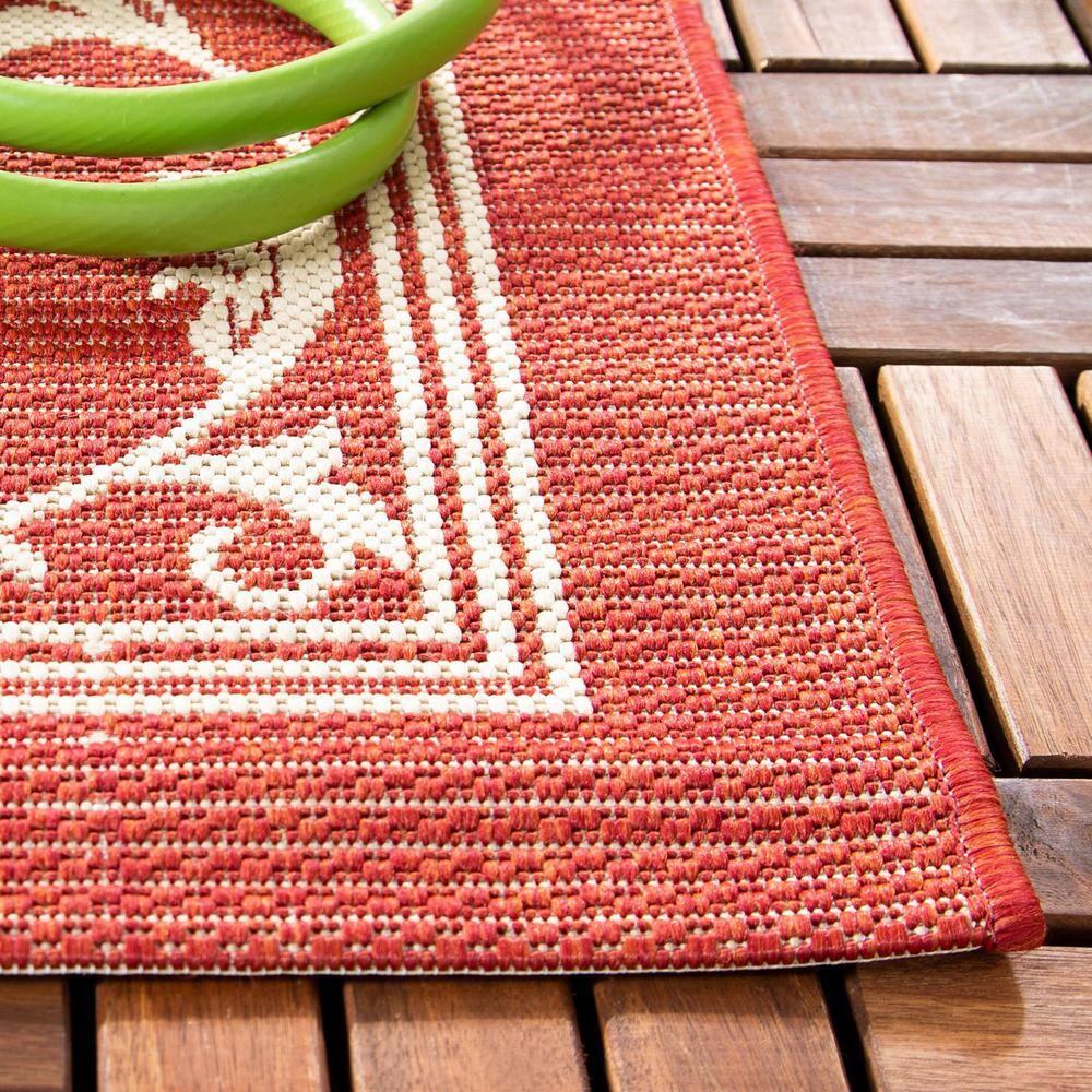 Courtyard CY2098 Power Loomed Indoor and Outdoor Area Rug - Red/Natural - 4'x5'7" - Safavieh