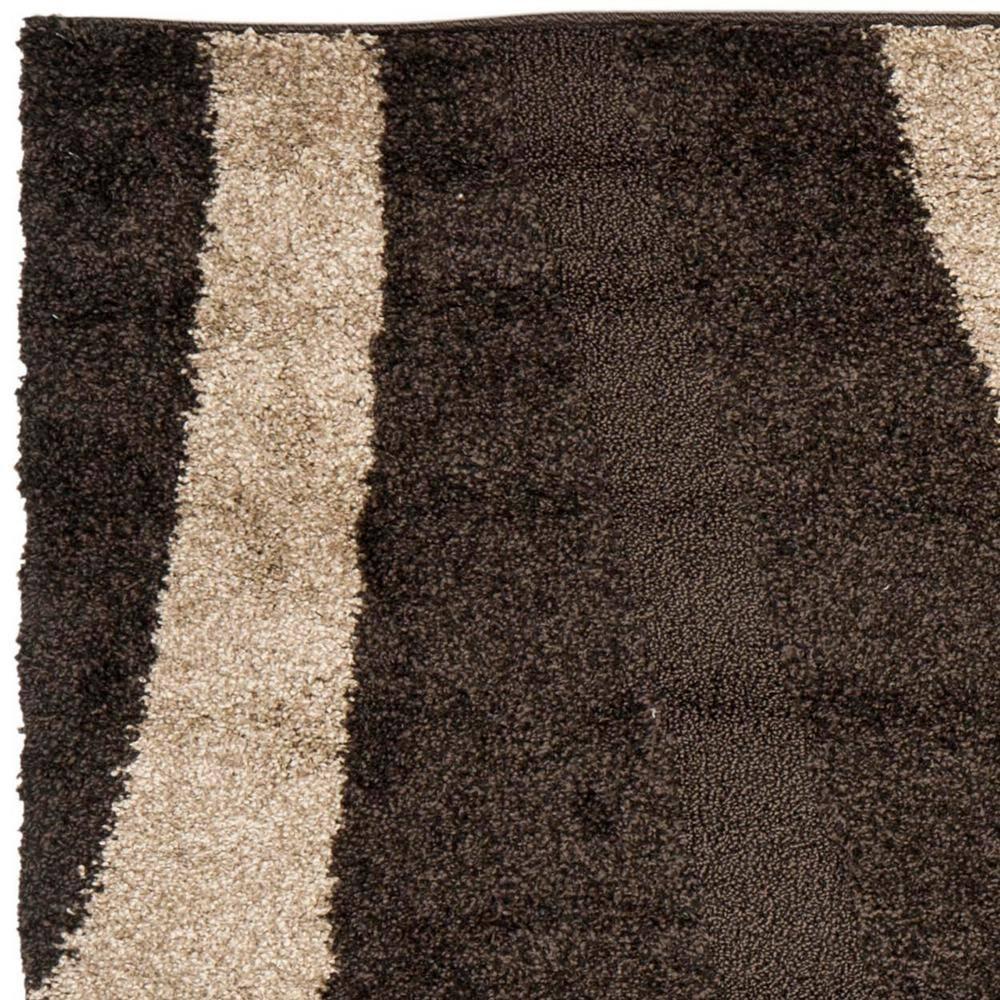 Florida Shag SG451 Power Loomed Indoor Area Rug - Dark Brown/Beige - 5'x5' Square - Safavieh