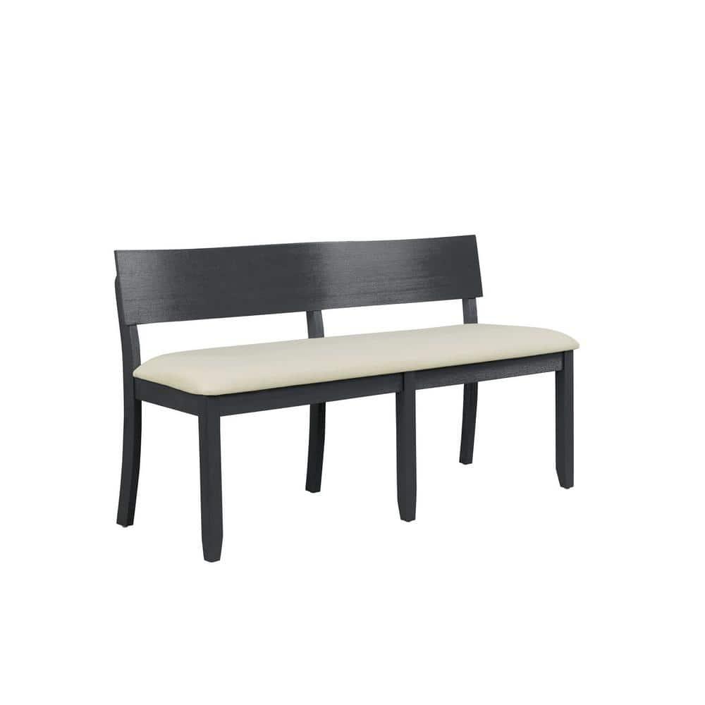 Boraam Capella Cream Fabric Dining Height Bench Matte Black