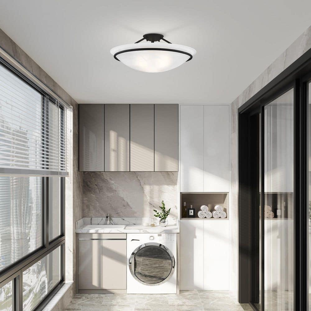 Livex Lighting Newburgh 3 - Light Semi-Flush Mount in  Black