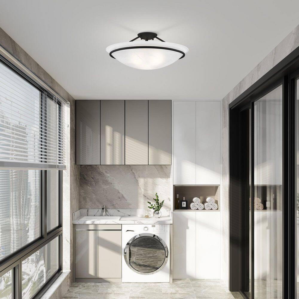 Livex Lighting Newburgh 3 - Light Semi-Flush Mount in  Black