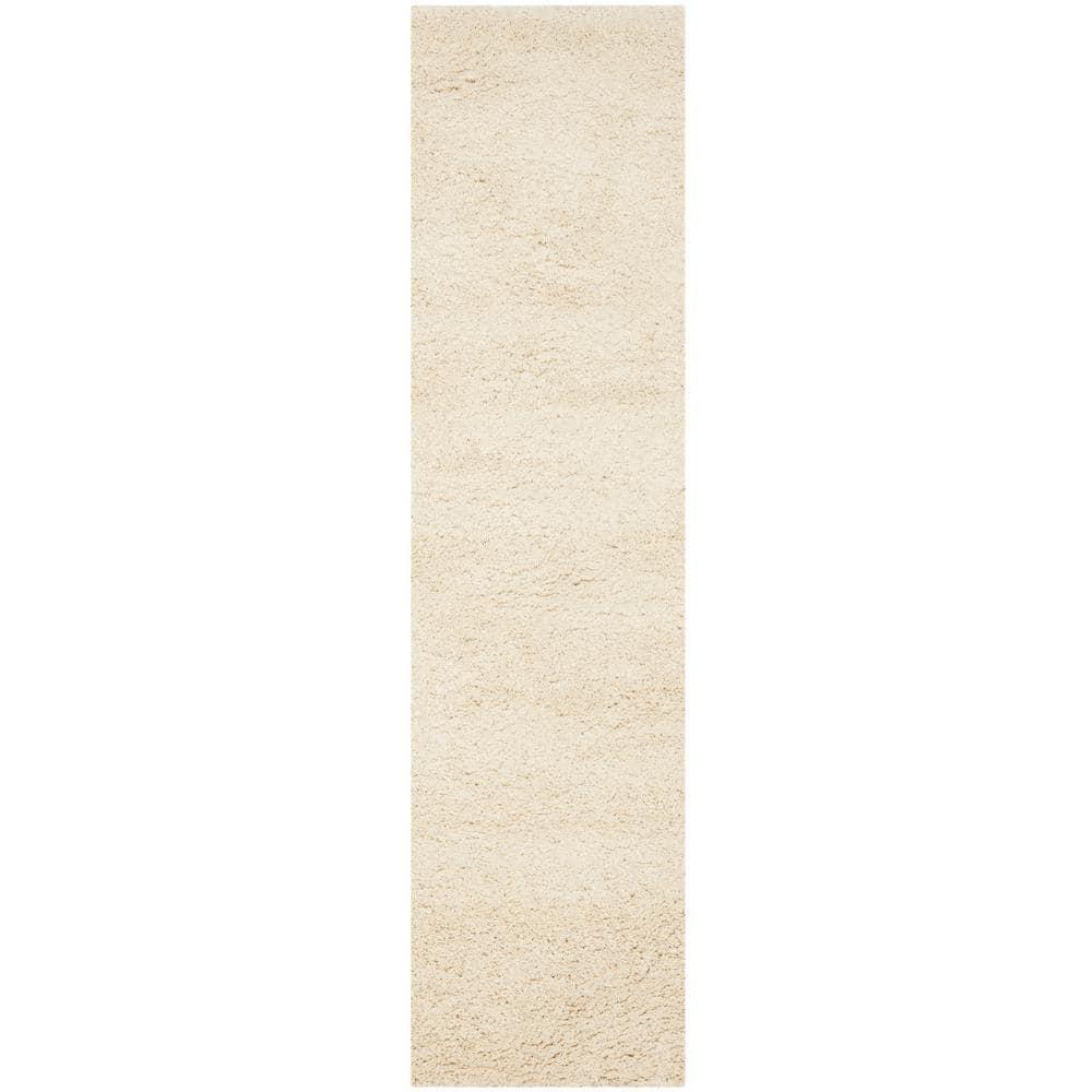 Santa Monica Shag SGN725 Power Loomed Indoor Runner Rug - Ivory - 2'3"x7' - Safavieh