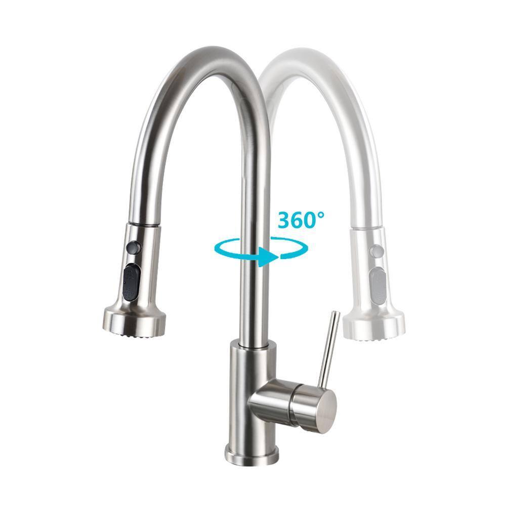 Clearance! Stainless Steel Pull Down Kitchen Faucet with Soap Dispenser Brushed Nickel