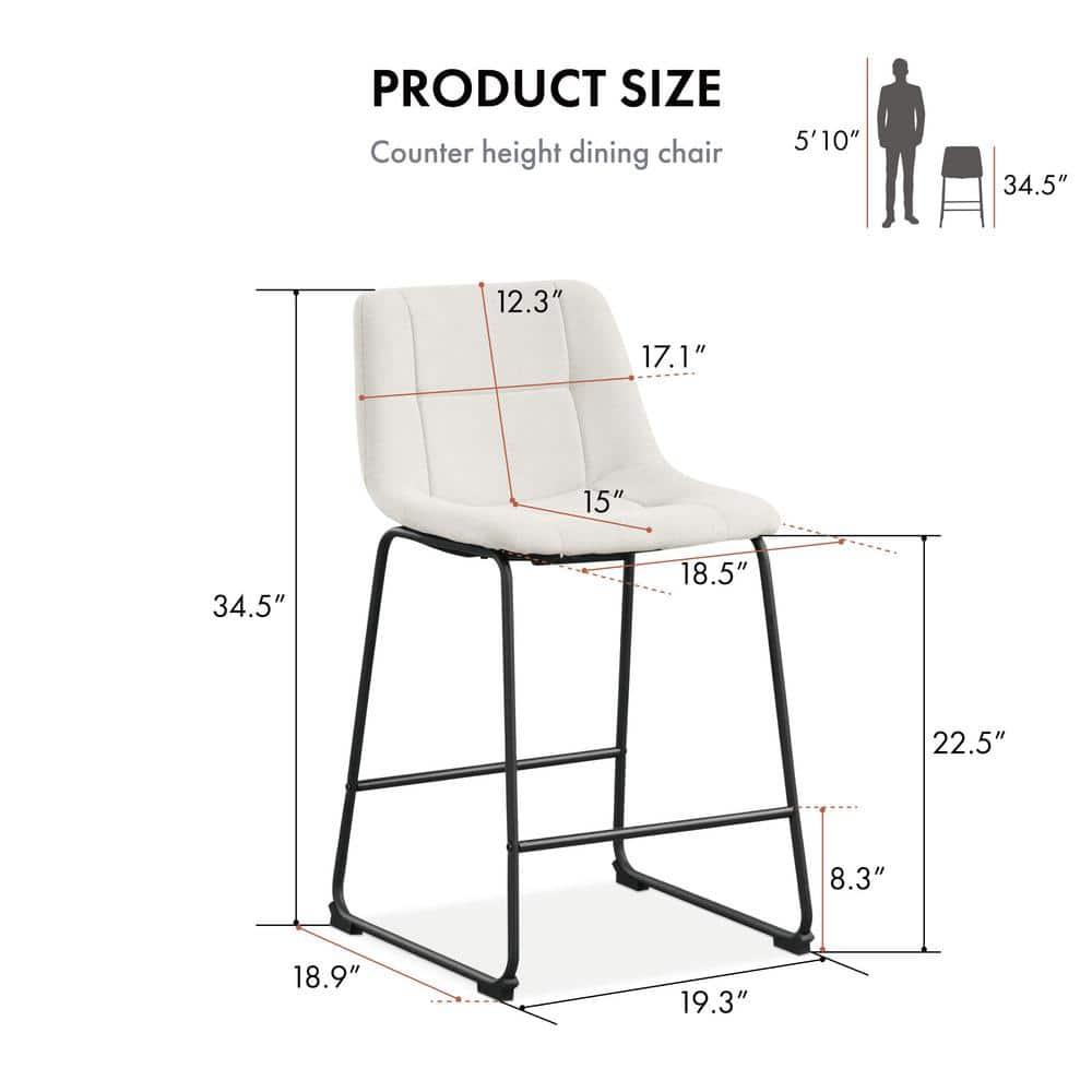 Furniture of America Perri Modern Chenille Counter Height Dining Chairs, White (Set of 2)