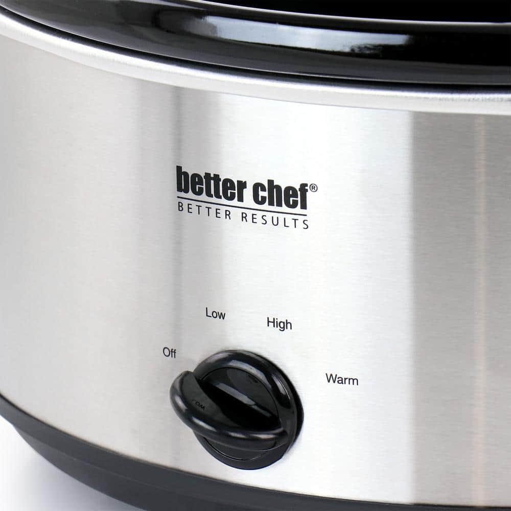 Better Chef 6 Quart Oval Slow Cooker with Removable Stoneware Crock in Stainless Steel