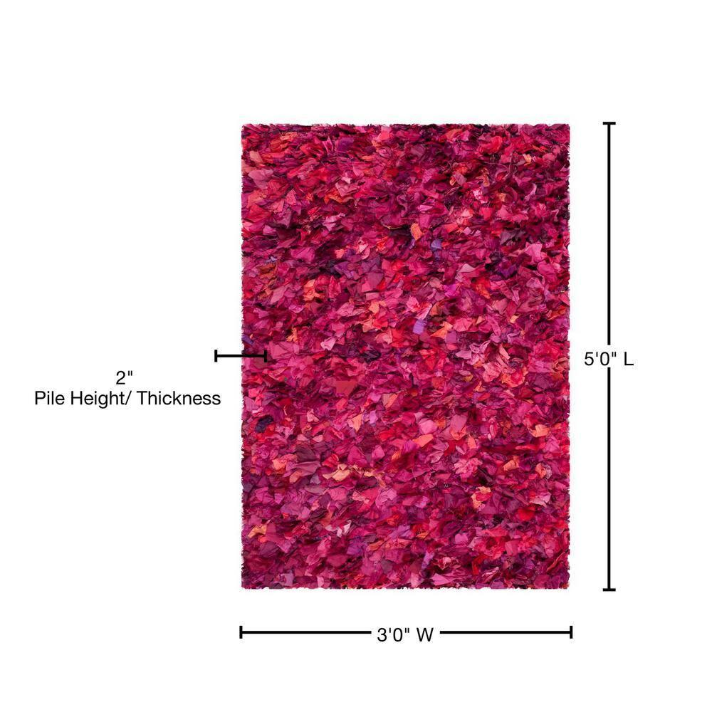 Rio Shag SG951 Hand Woven Indoor Accent Rug - Fuchsia/Multi - 3'x5' - Safavieh