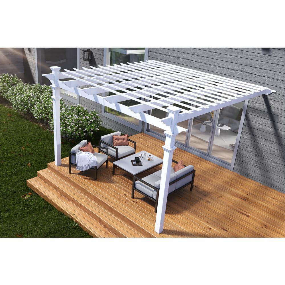 Vita 12' x 12' Freemont White Vinyl Pergola, VA42044
