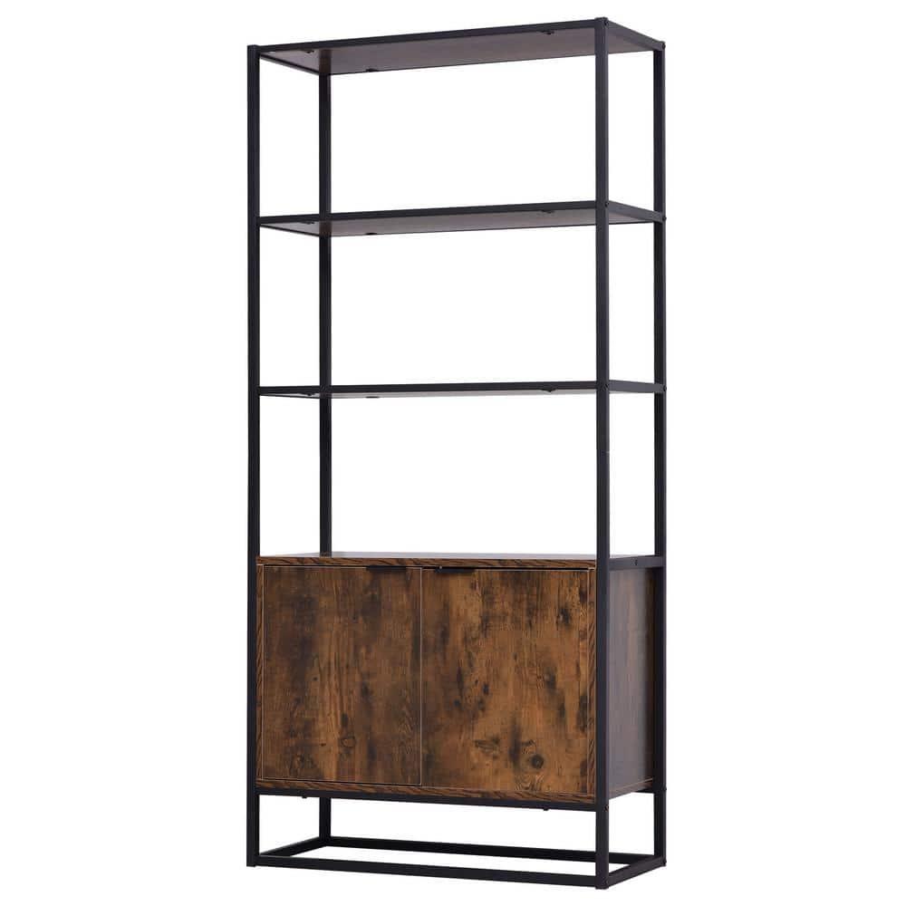 HOMCOM Shelves for Storage, Cabinet Bookcase with 3 Open Shelf, Tall Organizer Multifunctional Rack for Living Room, Brown