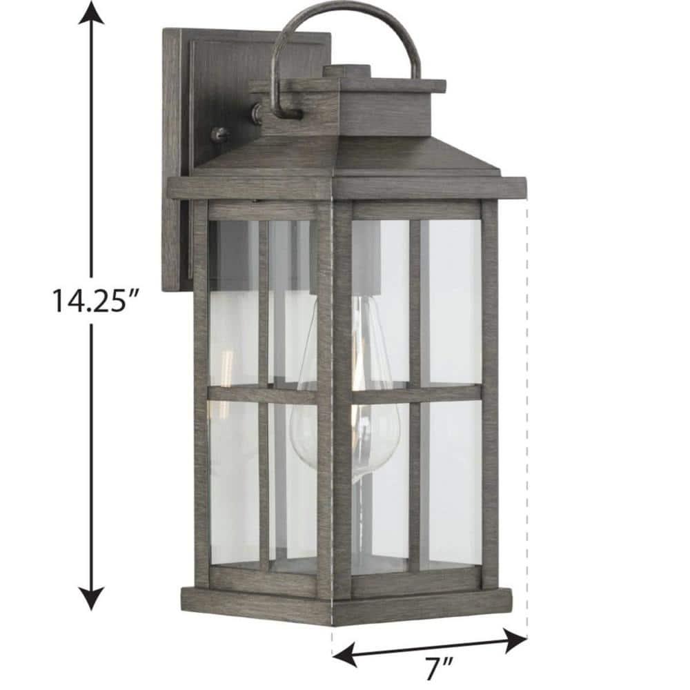 Progress Lighting Williamston 1-Light Antique Pewter Outdoor Wall Lantern with Clear Glass