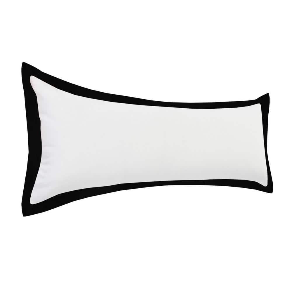 Empire White /Black Border Soft Poly-Fill 14 in. x 36 in. Indoor Throw Pillow