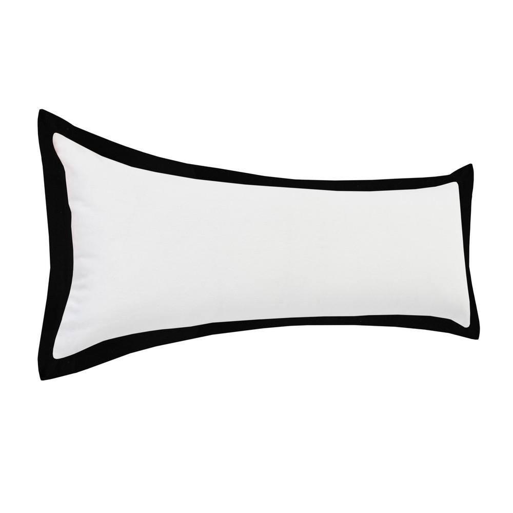 Empire White /Black Border Soft Poly-Fill 14 in. x 36 in. Indoor Throw Pillow