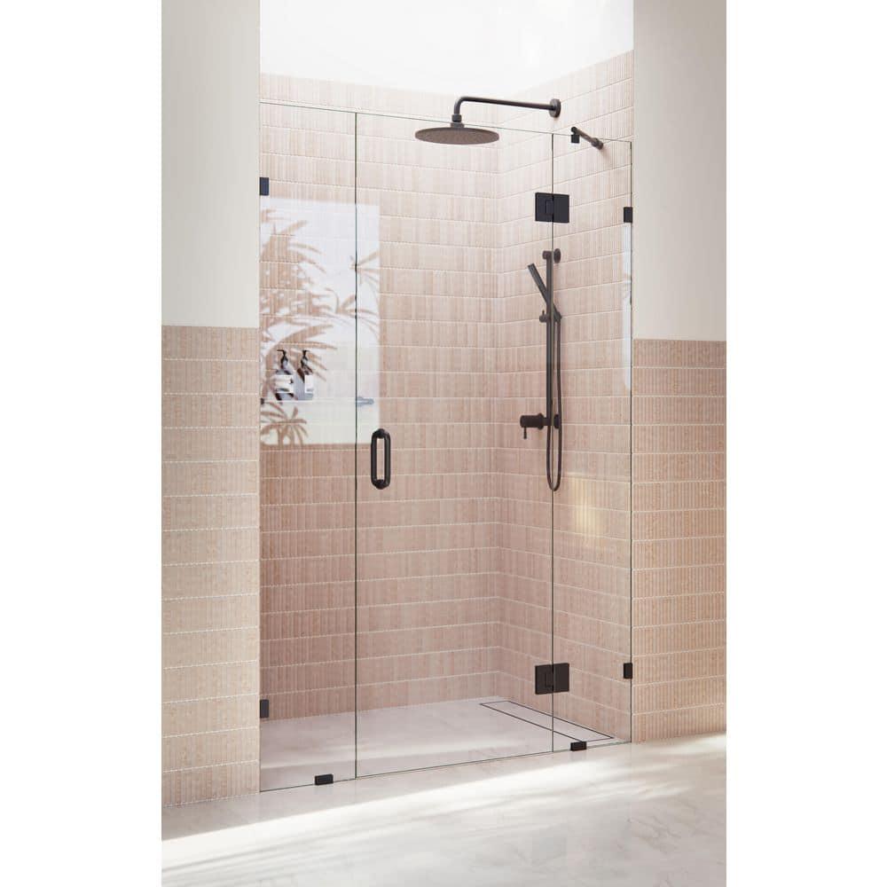 Glass Warehouse Stellar 53 in. W x 78 in. H Fully Frameless 3 Panel Inline Glass Hinged Shower Enclosure GHF-53-MB