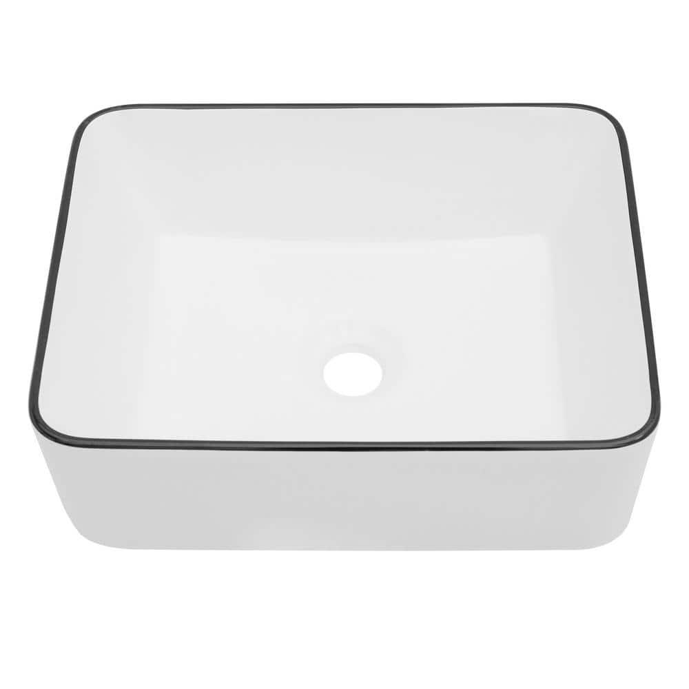 16"X12" White Ceramic Bathroom Vessel Sink Rectangle Bowl Vanity Sink