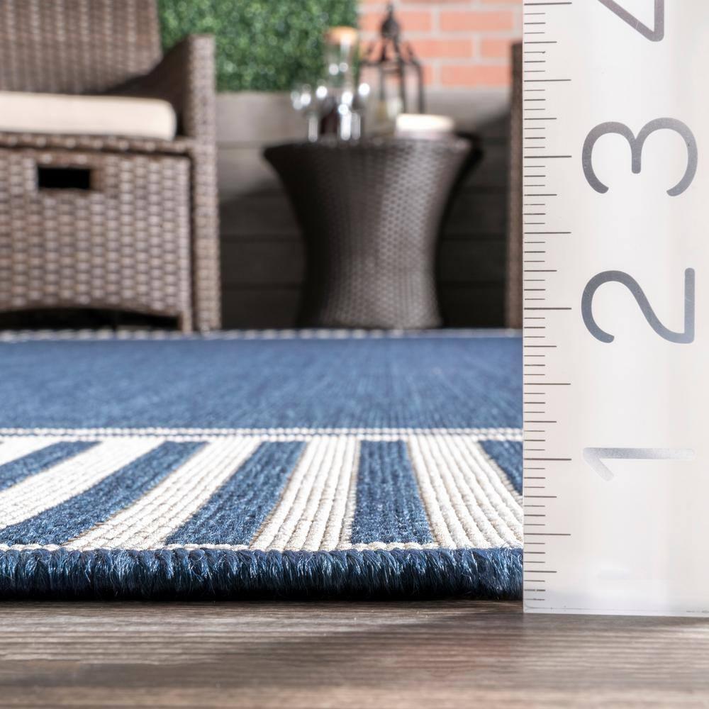 nuLOOM 4' x 6' Outdoor Area Rug, Stain Resistant, Weather Resistant, High Traffic, Patio, Balcony, Outside, Living Room, Dining Room, Asha Navy