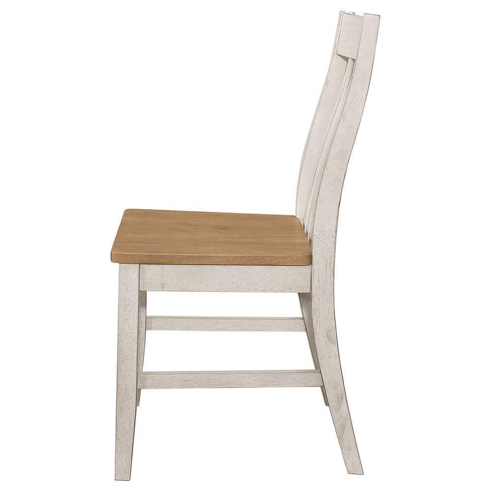Coaster Kirby Wood Slat Back Side Chair Natural and Rustic Off White