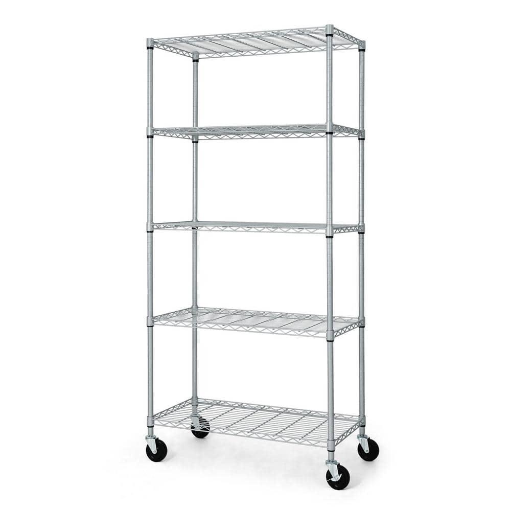 CAPHAUS CAPHAUS NSF Commercial Heavy Duty 5-Tier Adjustable Wire Shelving w/ Wheels, Leveling Feet, 36 x 18 x 76-Inch, Multiple Options
