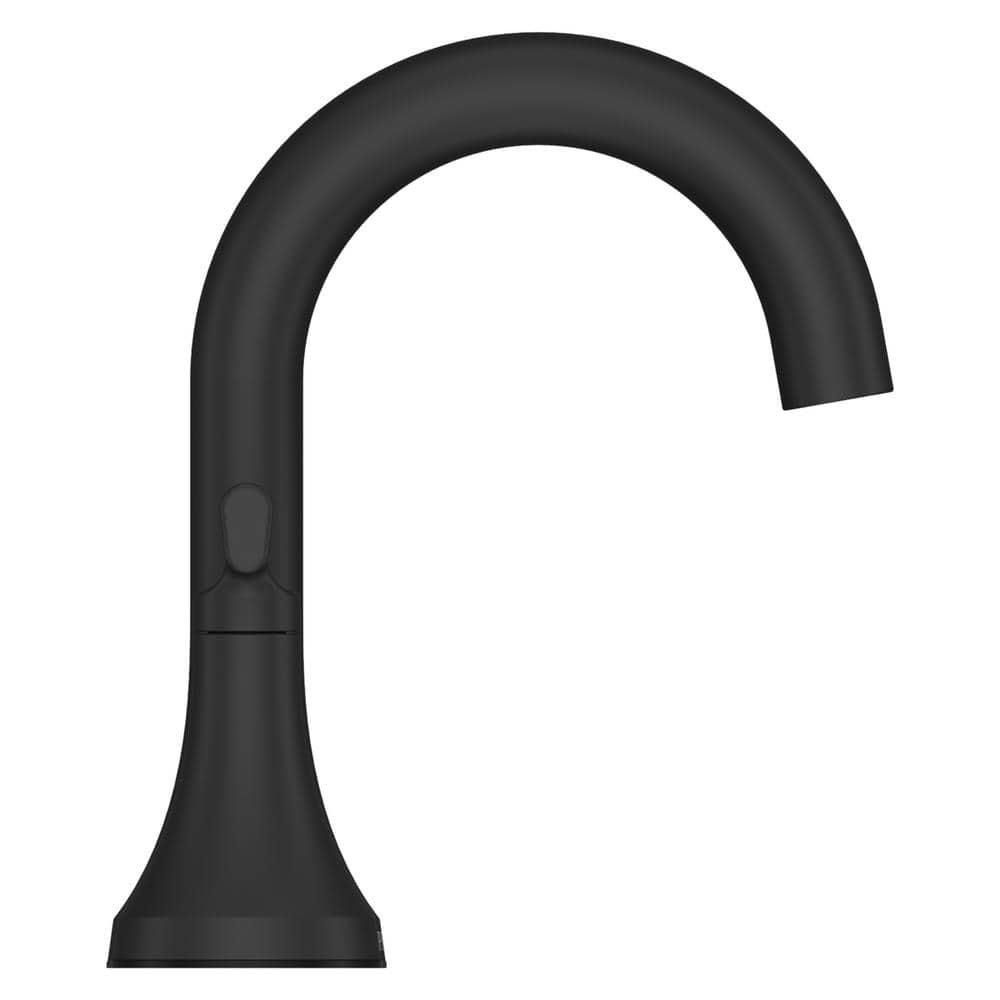 Vedra 8 in. Widespread Double Handle High Arc Bathroom Faucet with Drain Kit Included in Matte Black