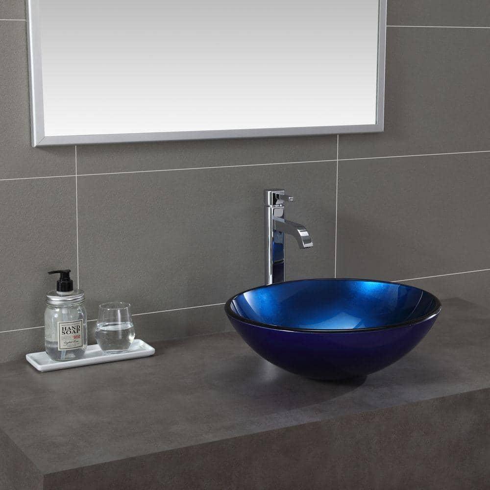 Kraus Ramus Vessel Mixer Single-Handle Bathroom Faucet with Matching Pop-Up Drain