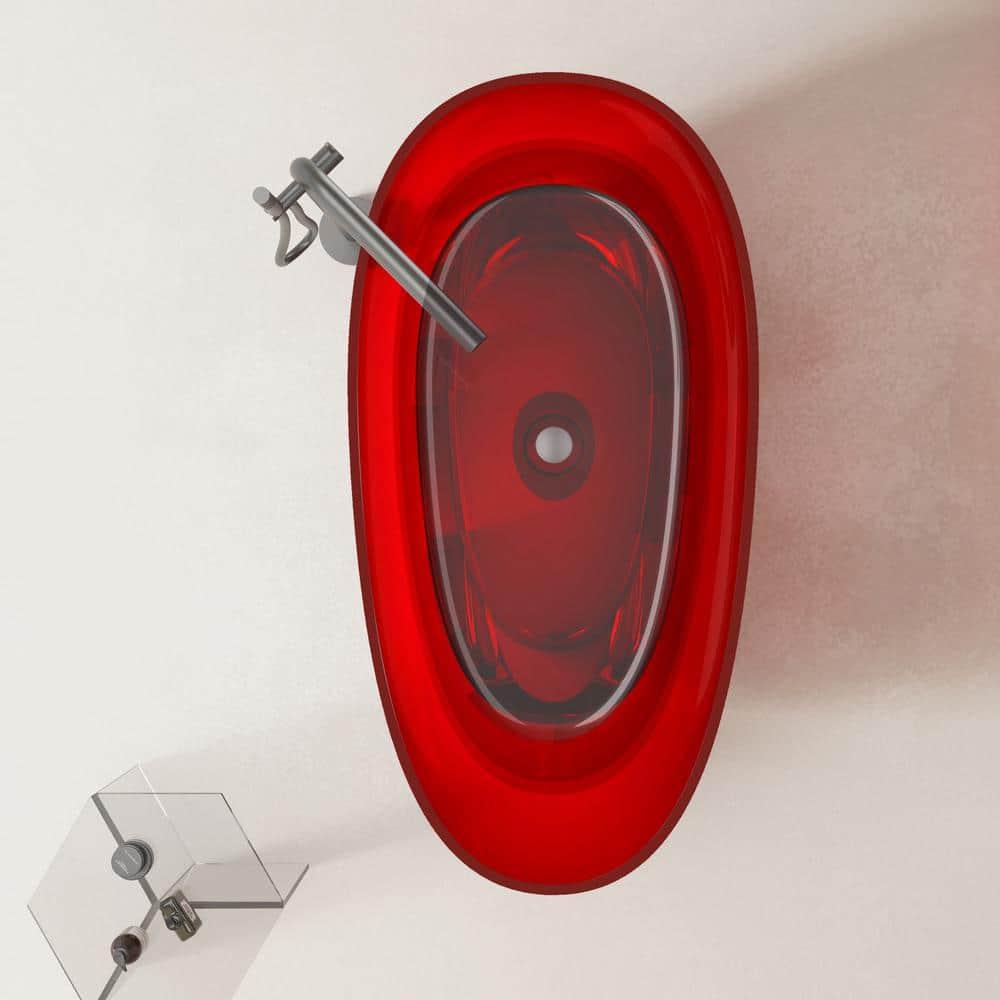 Vanity Art 59" x 31" Freestanding Soaking Stone Resin Bathtub with Polished Chrome Pop Up Drain VA6913-PRS