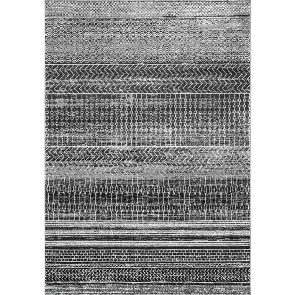 Nuloom Nova Striped 10x13 Indoor Area Rug for Living Room Bedroom Dining Room Kitchen, Dark Grey/Ivory