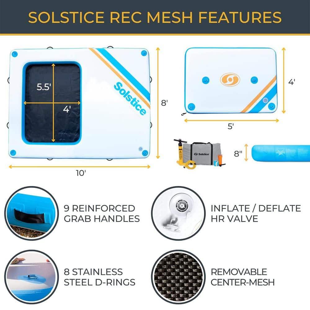 SOLSTICE Original Inflatable Mesh Dock Platform for Lake Boat Pool Ocean for Adults Kids & Pet Dogs Up to 8 People, Water Mat Swim Raft, 10'x8'