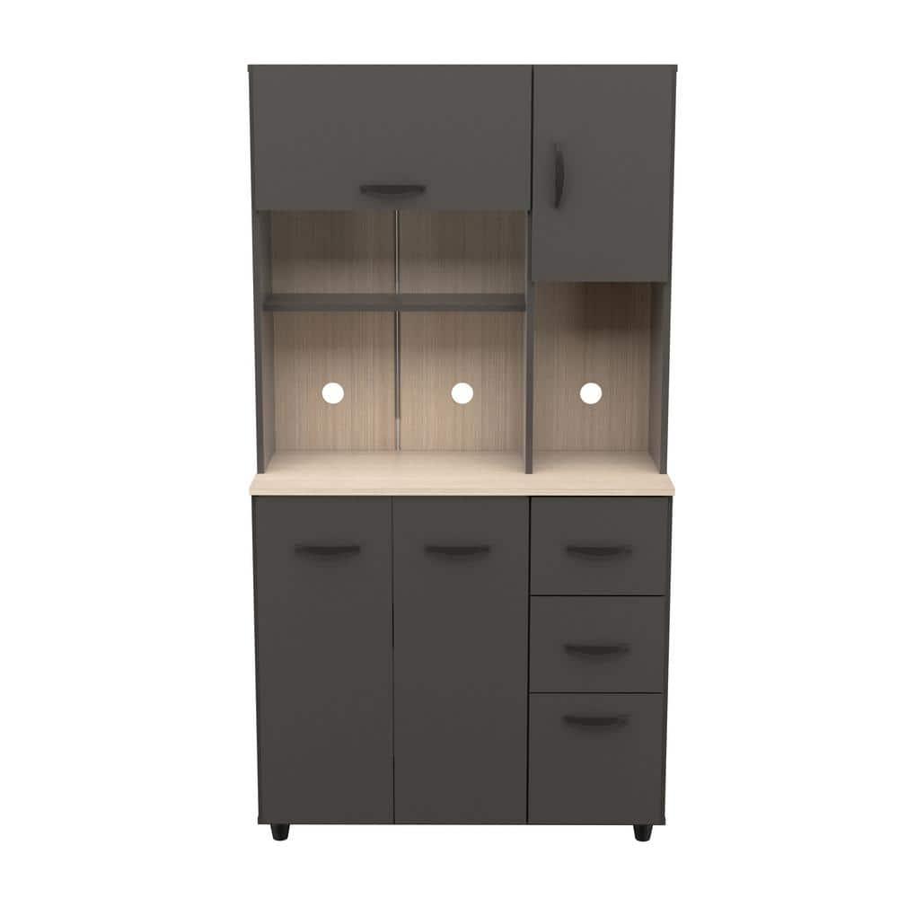 Inval Kratos 6-Shelf Garage Cabinet, Dark Gray and Maple
