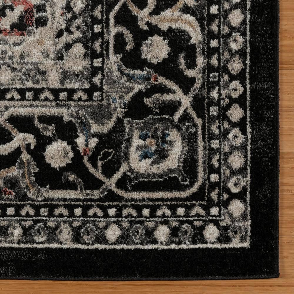 Heirloom Fluer Traditional Oriental Medallion Black Beige Polypropylene Area Rug