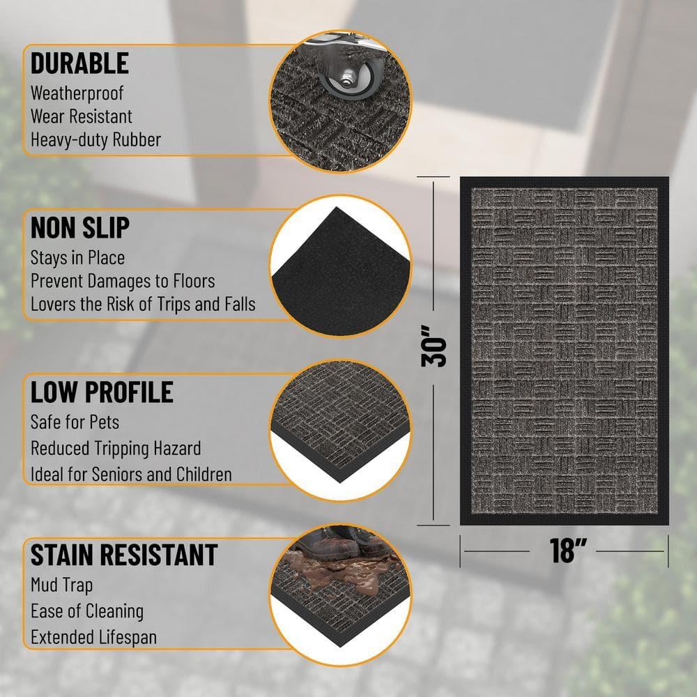 Ottomanson Carpeted Rubber Outdoor Non-Slip Outdoor Door Mat