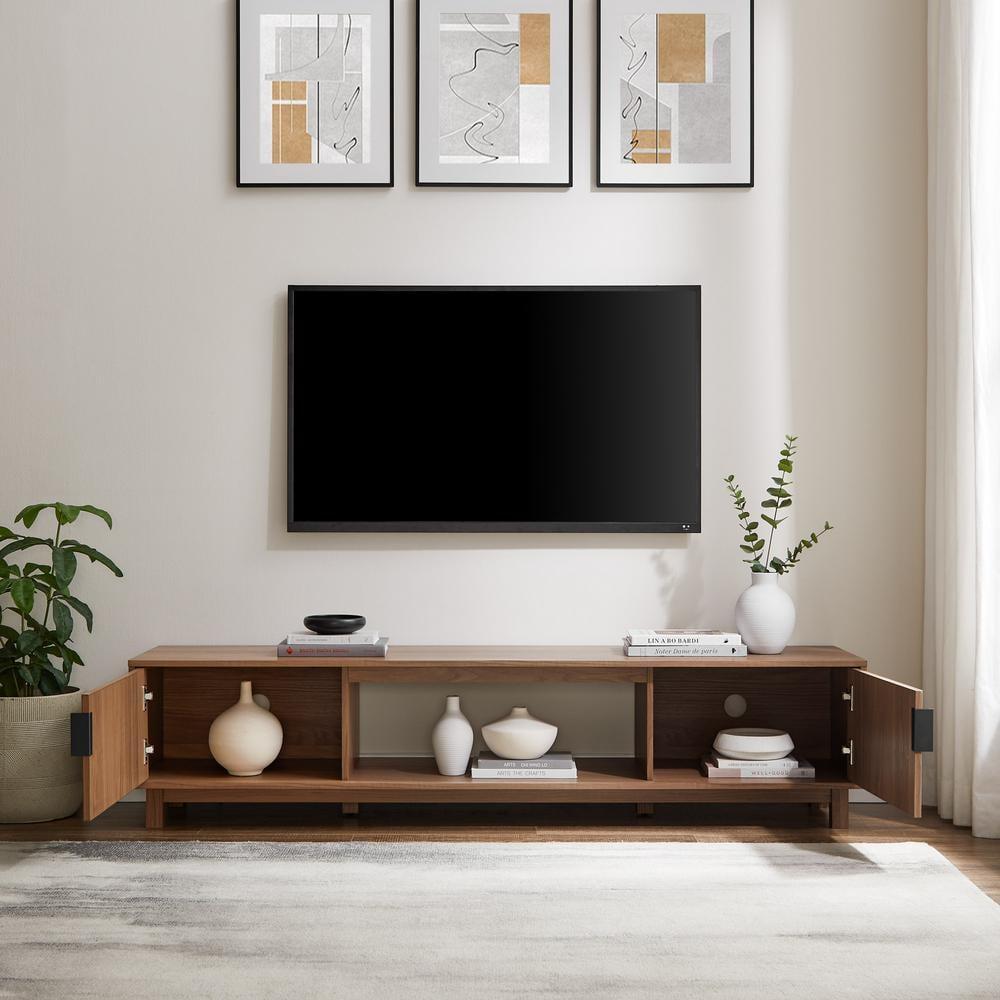 Mocha 70" Modern Fluted-Door TV Stand with Cabinet