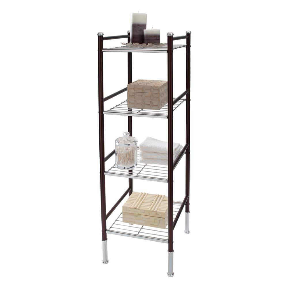 4 Tier Duplex Line Storage Tower Black - Organize It All: Metal Frame, Universal Shelving Unit, Easy to Assemble
