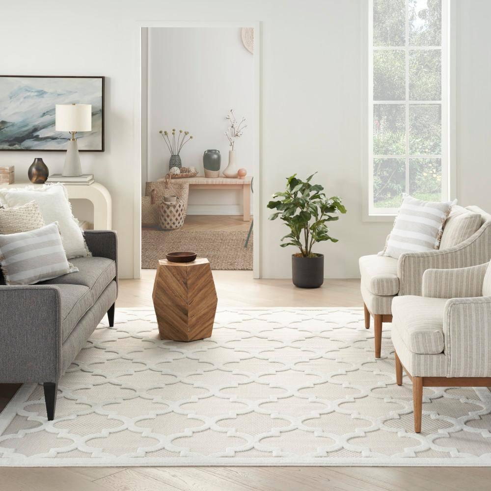 Nourison Easy Care 7' x 10' Ivory/White Indoor/Outdoor Rug