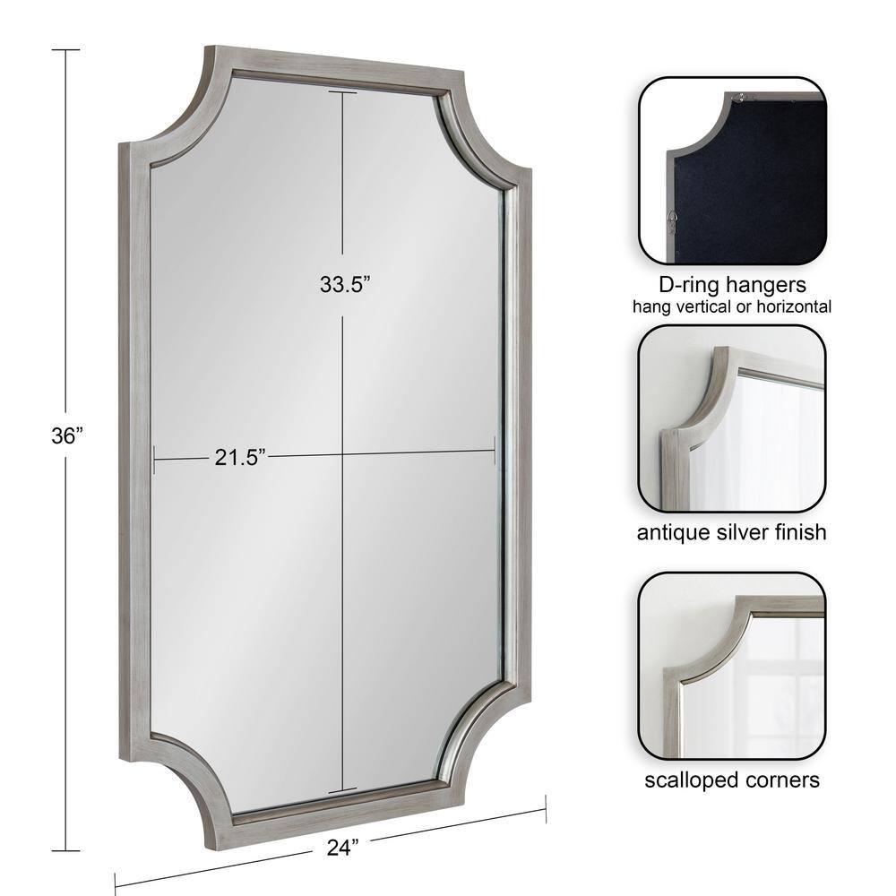 Kate and Laurel Hogan Scalloped MDF Scallop Mirror, 24x36, Silver