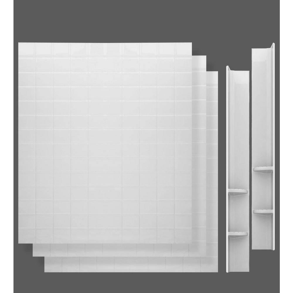 Rampart Nova Heated Step In 5 ft. Walk-in Whirlpool Bathtub with 4 in. Tile Easy Up Adhesive Wall Surround in White