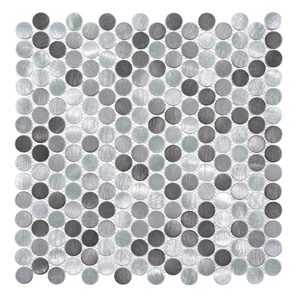 Orb 3/4" Metal Penny Round Mosaic Tile Shower Wall, Kitchen Backsplash and Wall Tile