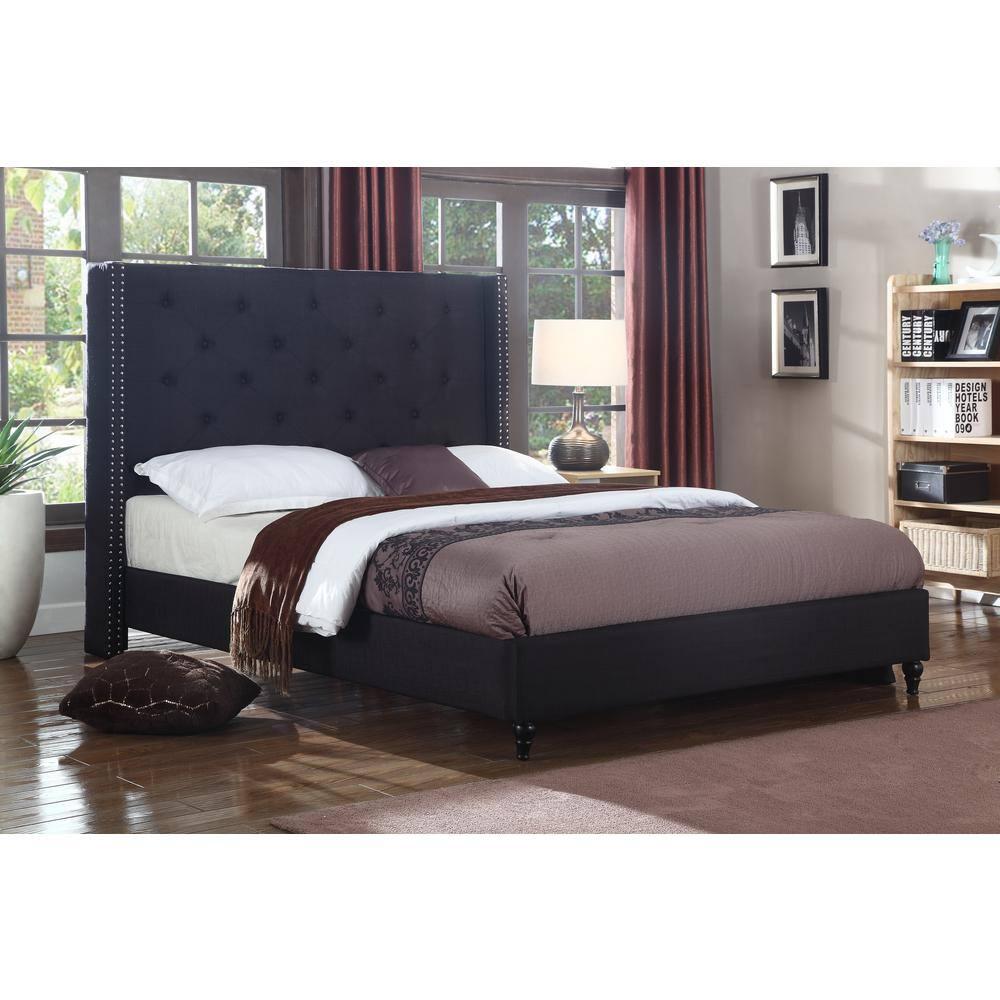 Best Master Furniture Valentina California King Size Transitional Wood Platform Bed, Black