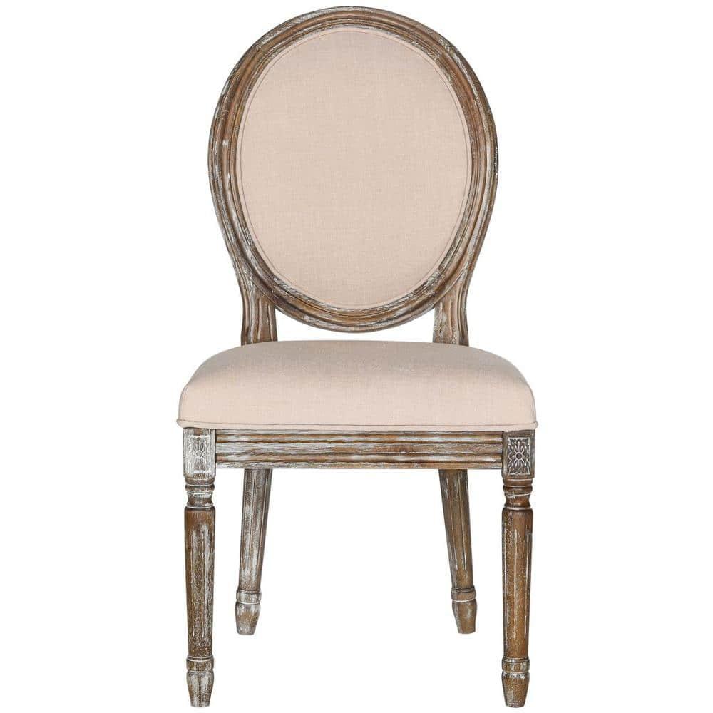 Holloway 19''H French Brasserie Oval Side Chair (Set of 2) - Beige/Rustic Oak - Safavieh