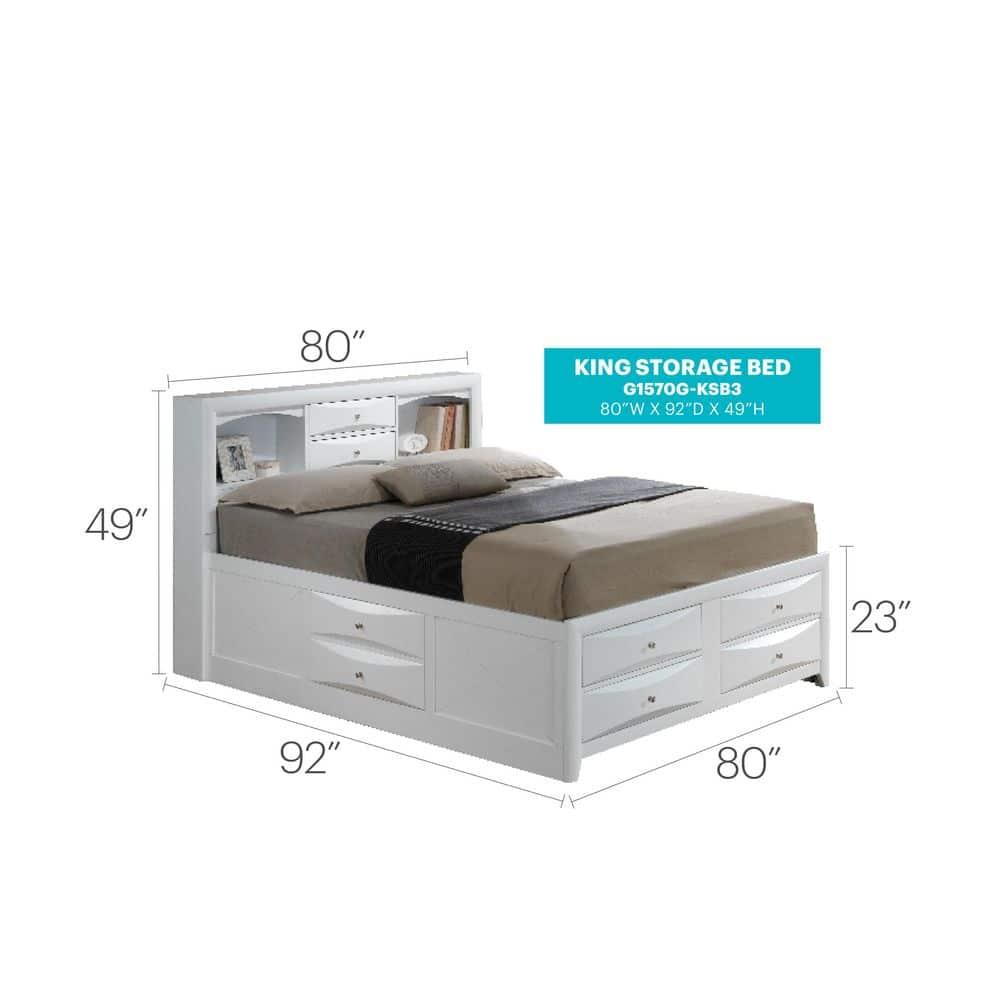 Glory Furniture Marilla King Storage Bed in White